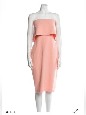 Likely Strapless Coral-Pink Layered Midi Dress